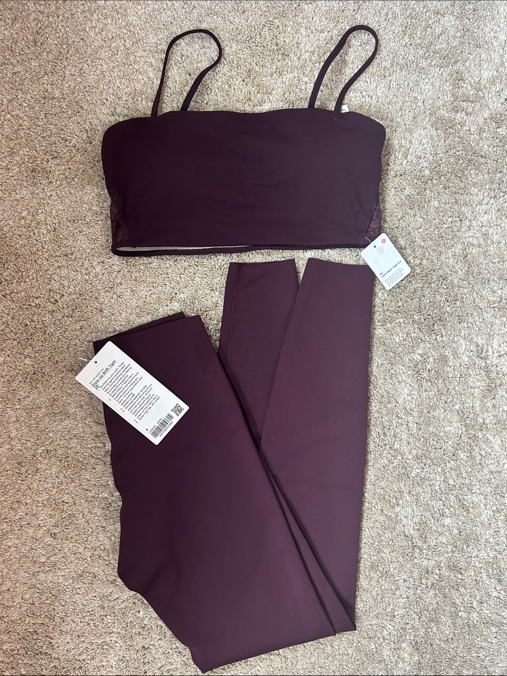 SOLD Lululemon Glow Up 28” and Bra set in Black Plum 4 / Medium